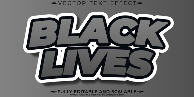 Las vidas de los negros importan efecto de texto editable justicia y libertad estilo de texto