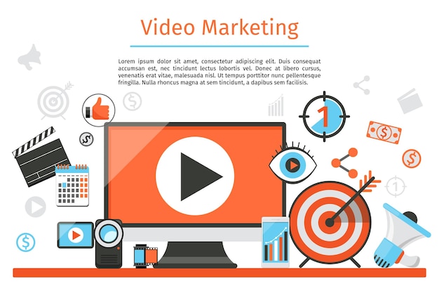 Video marketing. Fondo abstracto del concepto.