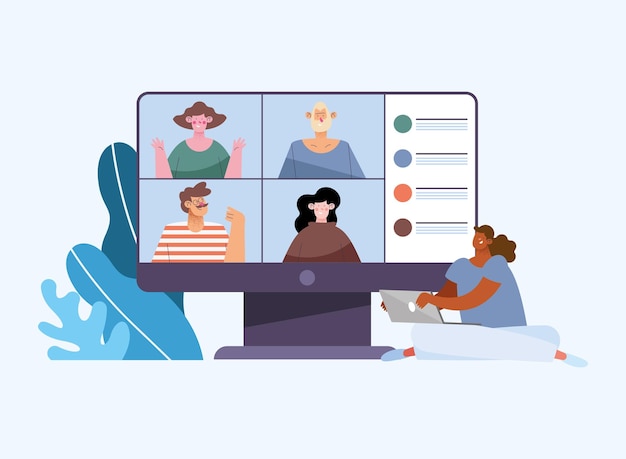 Videoconferencia cuatro personas