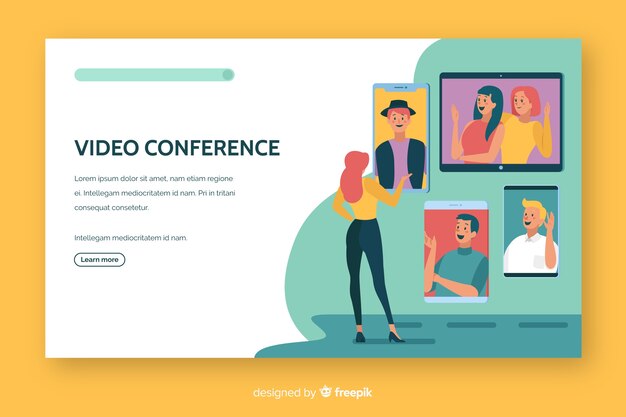 Videoconferencia página de aterrizaje diseño plano