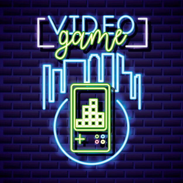 videojuego y horizonte con videojuego estilo Neon