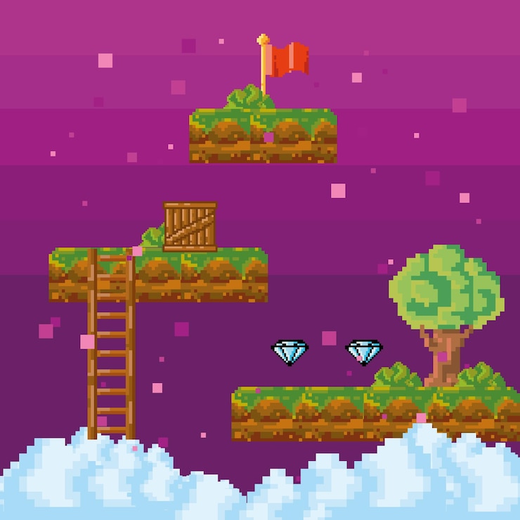 Vector gratuito videojuego pixelado