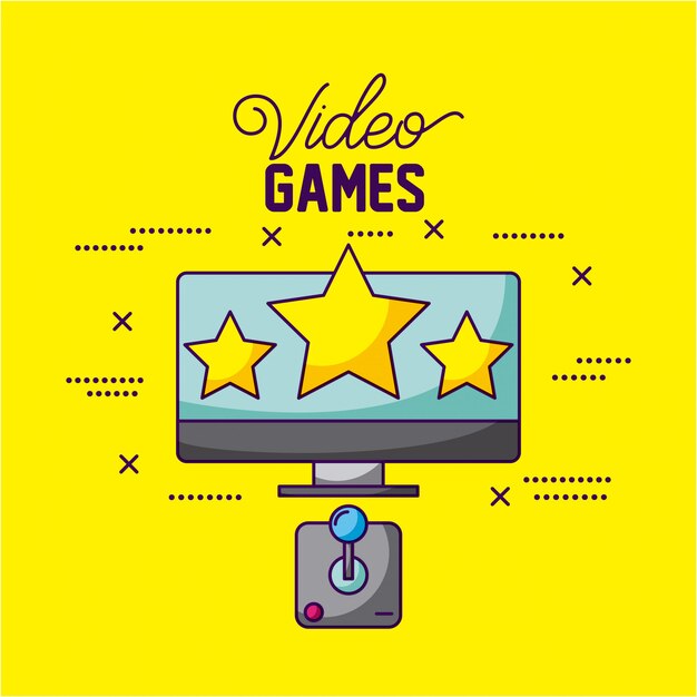 Los videojuegos diseñan un televisor con tres estrellas y una ilustración de control