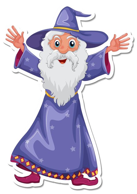 Un viejo mago personaje de dibujos animados pegatina