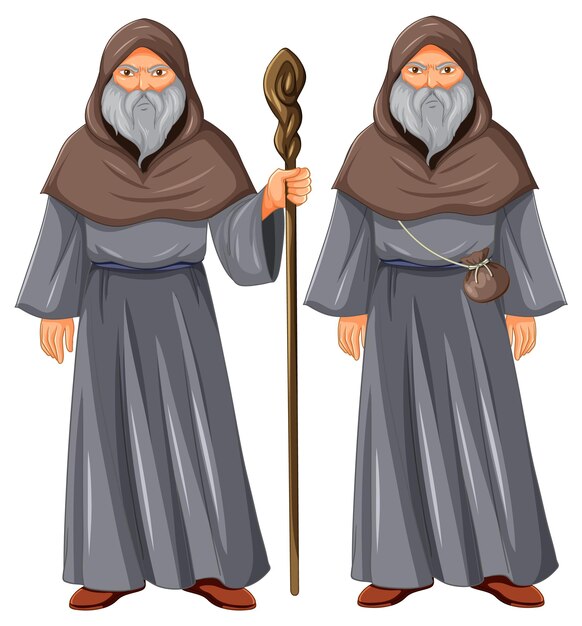 viejo personaje de dibujos animados de mago