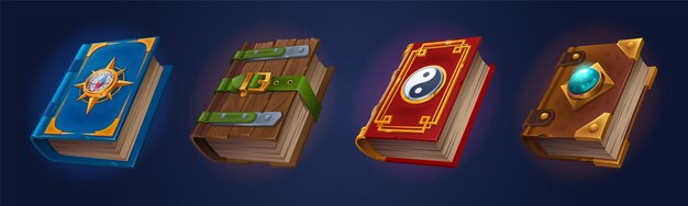 Viejos libros místicos de hechizos mágicos