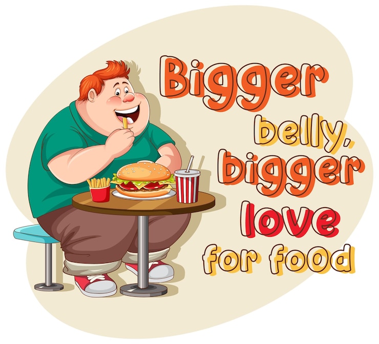 Vector gratuito vientre más grande, mayor amor por el ícono de la comida.