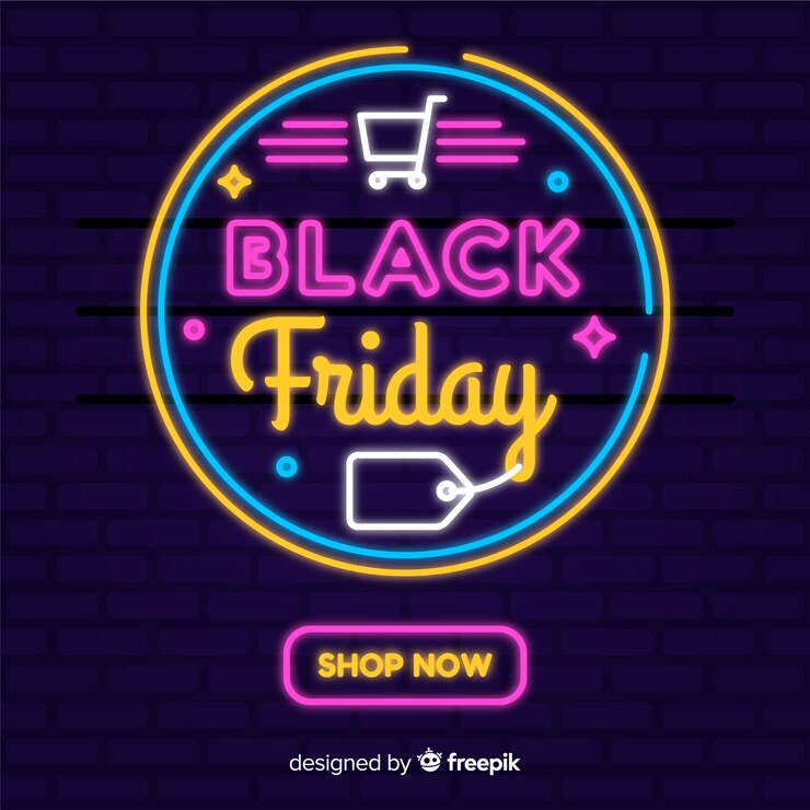 Vector gratuito viernes negro de neón colorido