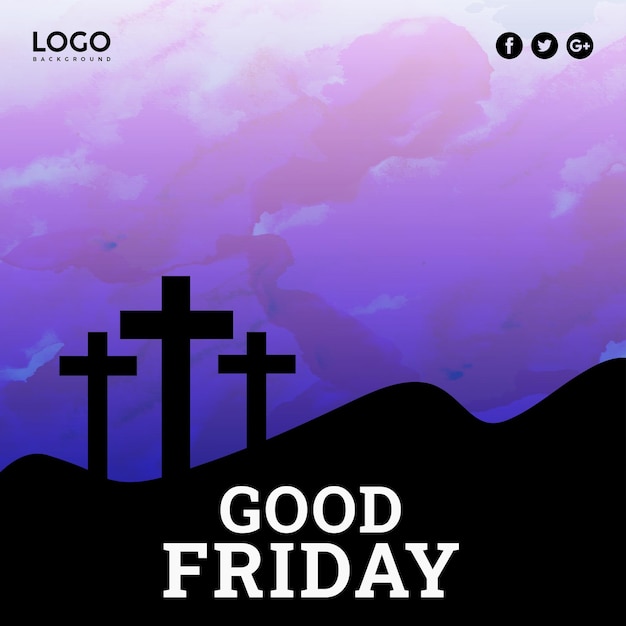 Viernes Santo Fondo negro azul Diseño de redes sociales Banner Vector libre