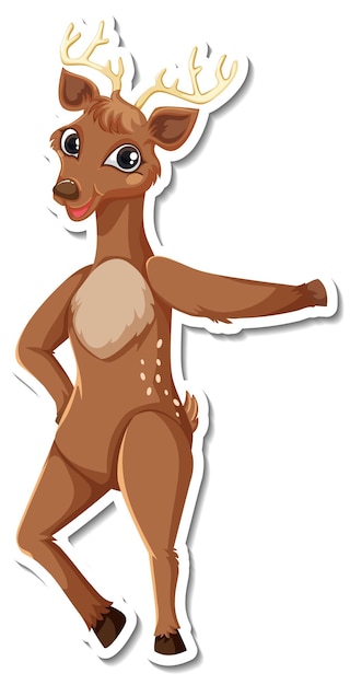Vector gratuito vinilo decorativo personaje de dibujos animados de pie de ciervo
