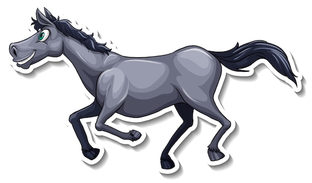 Vector gratuito vinilo pixerstick caballo gris corriendo animal de dibujos animados