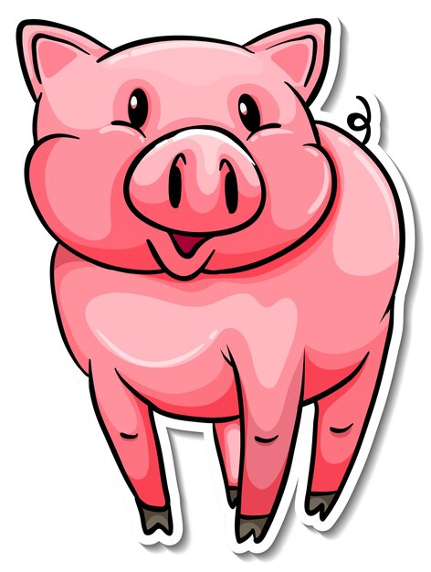 Vinilo pixerstick dibujos animados de animales de granja de cerdo