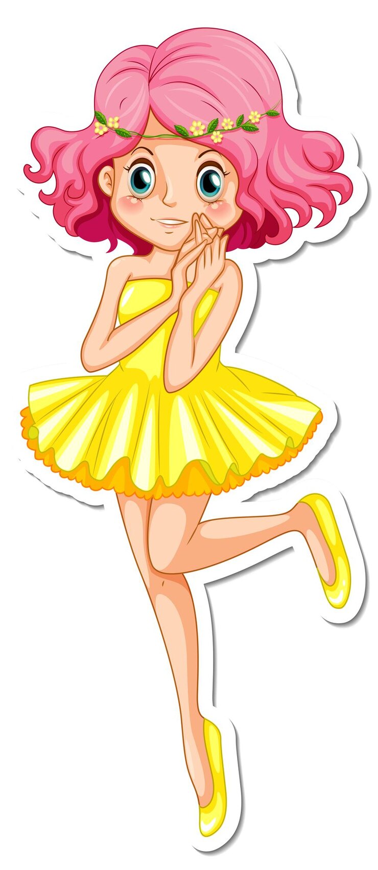 Vector gratuito vinilo pixerstick hermoso personaje de dibujos animados ángel