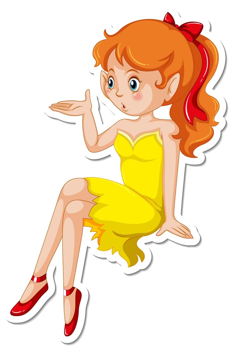 Vector gratuito vinilo pixerstick lindo personaje de dibujos animados de hadas
