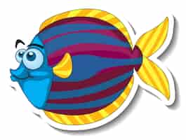 Vector gratuito vinilo pixerstick lindo pez de dibujos animados de animales marinos