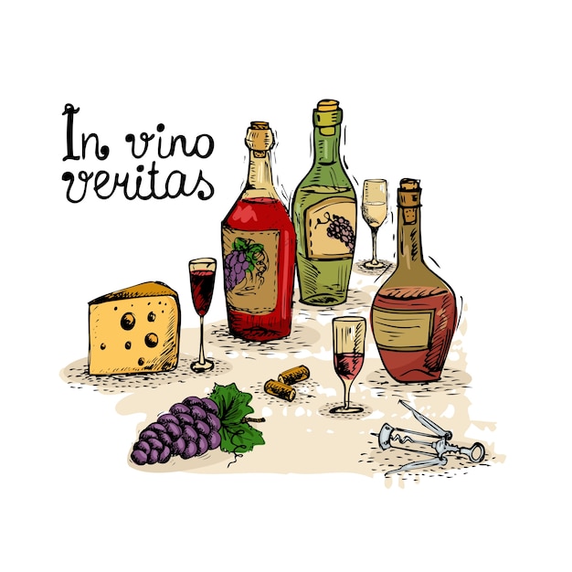 Vector gratuito vino bodegón