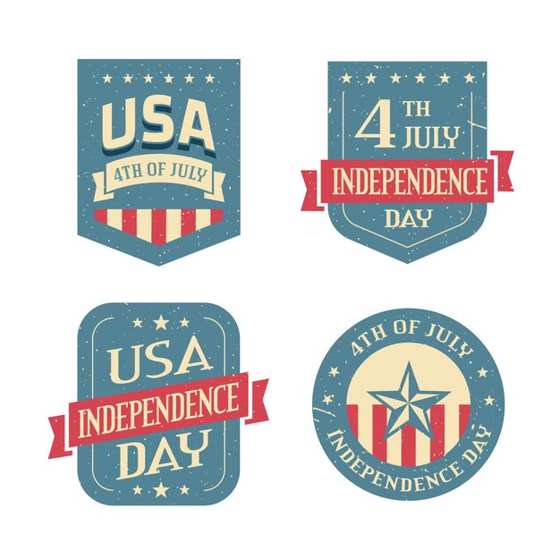 Vintage 4 de julio - insignias del día de la independencia