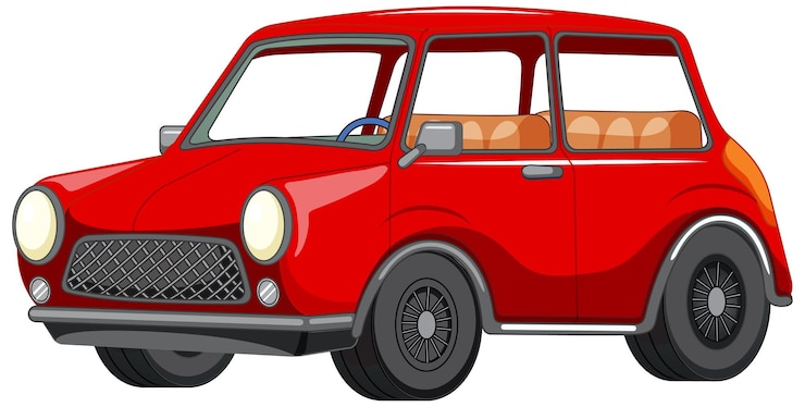Vector gratuito vintage coche rojo sobre fondo blanco.