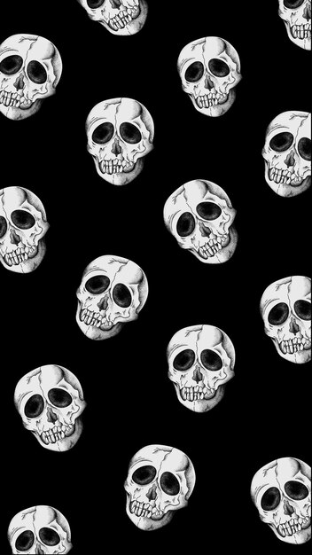 Vintage cráneo patrón vector negro teléfono móvil fondo de pantalla
