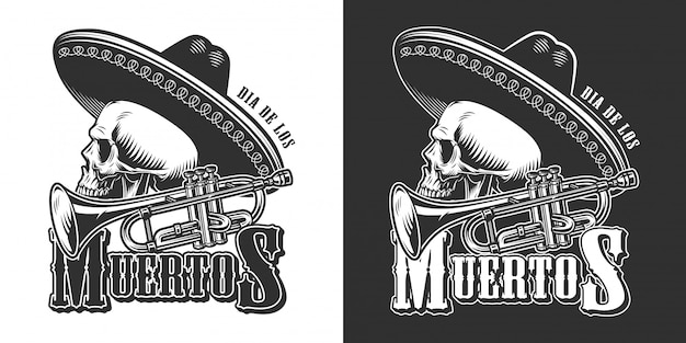 Vector gratuito vintage emblema mexicano del día de los muertos