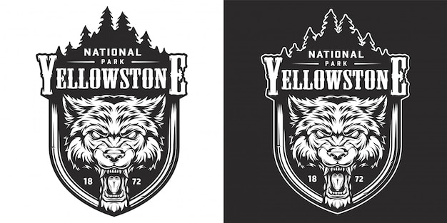 Vintage emblema del parque nacional de Yellowstone