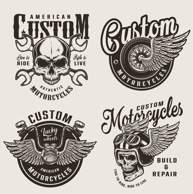 Vintage emblemas de motocicletas personalizadas