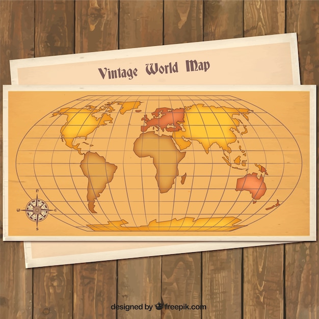 Vector gratuito vintage mapa del mundo