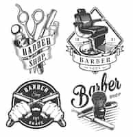 Vector gratuito vintage monocromo emblemas de peluquería