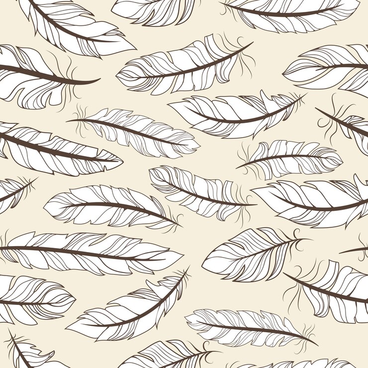 Vector gratuito vintage de patrones sin fisuras con plumas dibujadas a mano ilustración vectorial