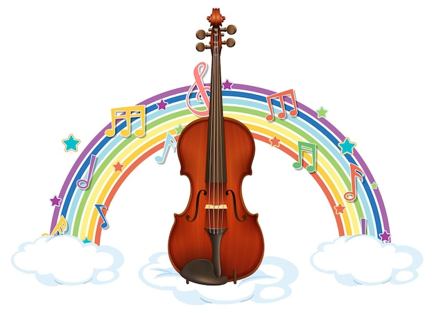 Vector gratuito violín con símbolos de melodía en arco iris