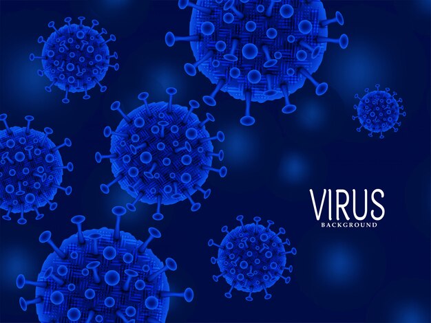 Virus abstracto flotando fondo azul
