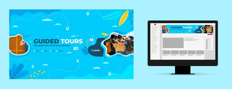 Vector gratuito visitas guiadas dibujadas a mano arte del canal de youtube