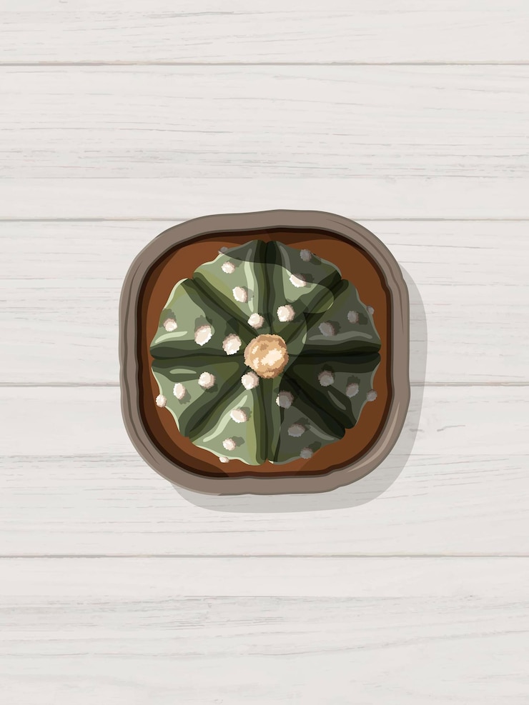 Vector gratuito vista aérea de cactus en un vector de fondo de pantalla de mesa beige