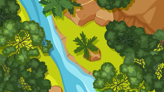 Vista aérea del paisaje del río Lush