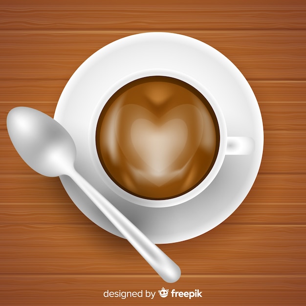 Vector gratuito vista aérea de taza de café con diseño realista