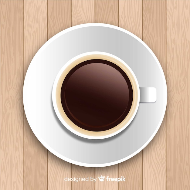 Vista aérea de taza de café con diseño realista