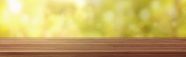 Vista al aire libre de la perspectiva de la mesa de madera