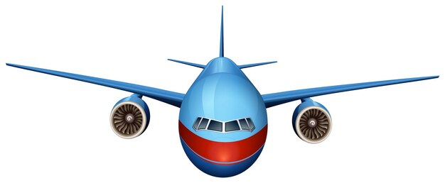 Una vista frontal de un avión