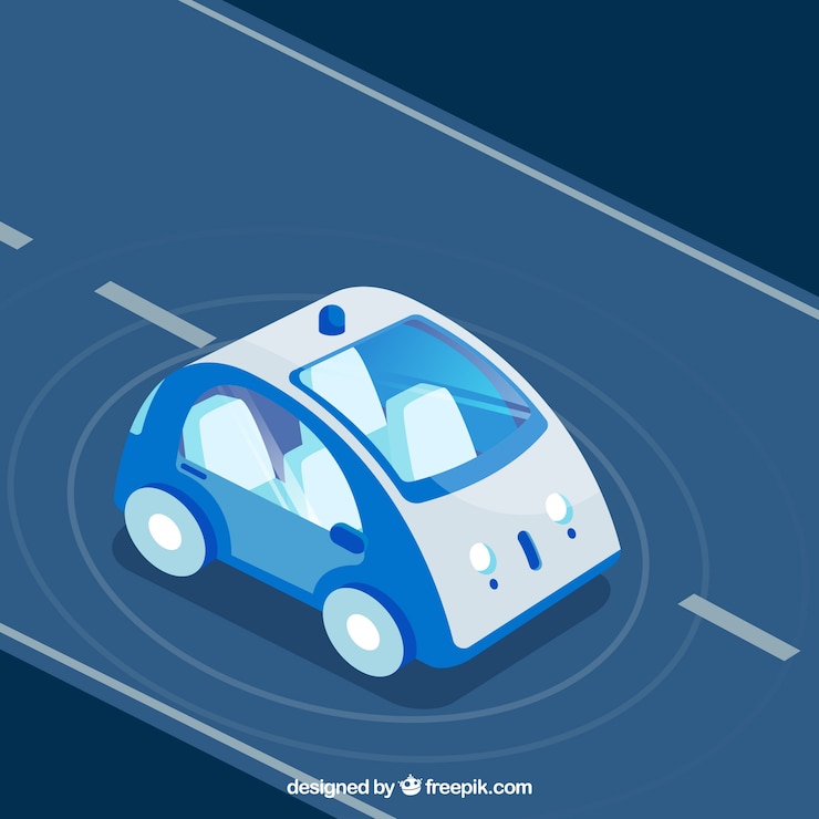 Vector gratuito vista isométrica de coche autónomo futurista