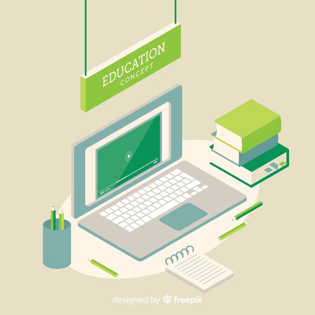 Vista isométrica de concepto moderno de educación
