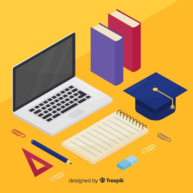 Vista isométrica de concepto moderno de educación
