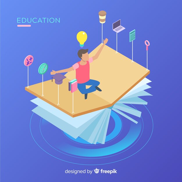 Vista isométrica de concepto moderno de educación