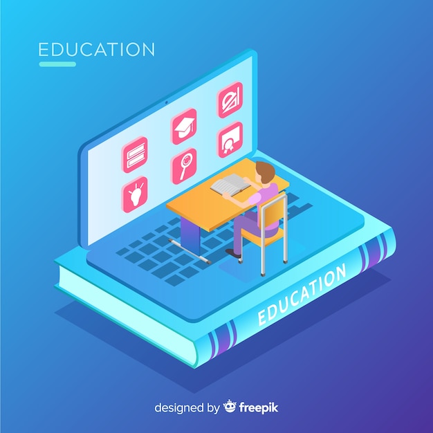 Vista isométrica de concepto moderno de educación