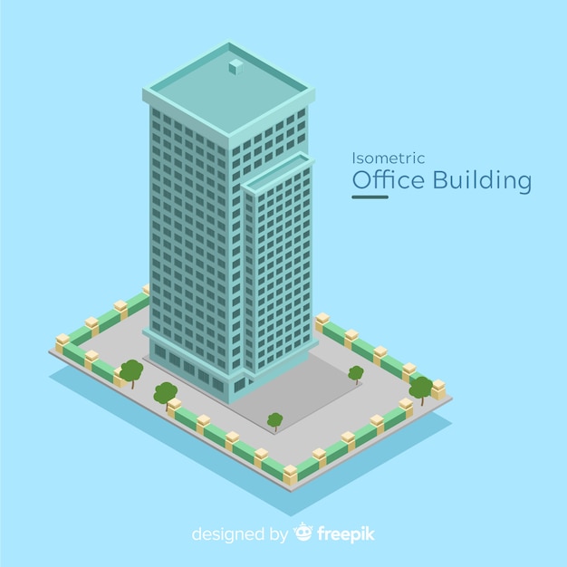 Vista isométrica de un edificio de oficinas moderno
