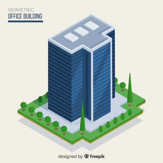 Vector gratuito vista isométrica de edificio de oficinas moderno