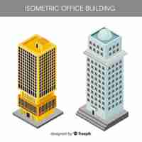 Vector gratuito vista isométrica de edificios de oficinas modernos