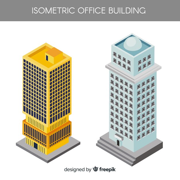 Vista isométrica de edificios de oficinas modernos