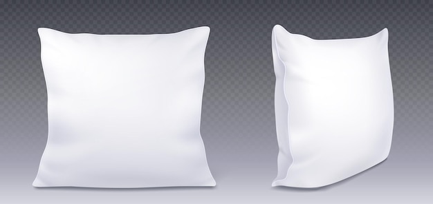 Vector gratuito vista lateral superior realista de almohada cuadrada blanca