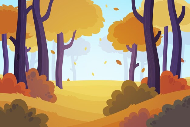 Vista de otoño de diseño plano
