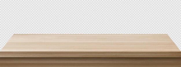 Vista en perspectiva de la mesa de madera de la superficie superior de la madera